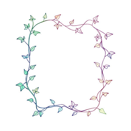 Rainbow Botanical Frame: Ivy Vines with Gradient Leaves, Perfect for Invitations and Designsのイラスト素材
