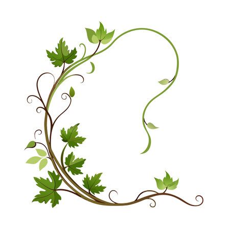 Elegant Grapevine Border Frame with Green Leaves and Brown Vines for Decorative Useのイラスト素材