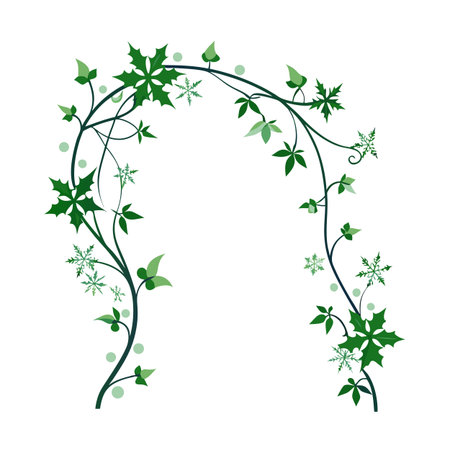 Holiday Garland with Holly and Snowflakes Graphic Vector for Christmas and Winterのイラスト素材