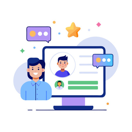 Online Profile Management and Communication: Flat Vector Illustration of a User Interfaceのイラスト素材
