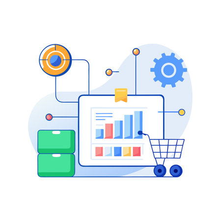 E-commerce Data Analysis: Visualizing Sales Growth and Market Trends with Shopping Cartのイラスト素材
