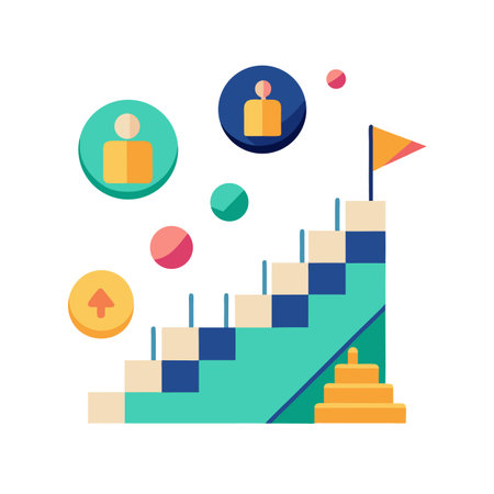 Stairway to Success: A Flat Vector Illustration of Achievement and Growthのイラスト素材