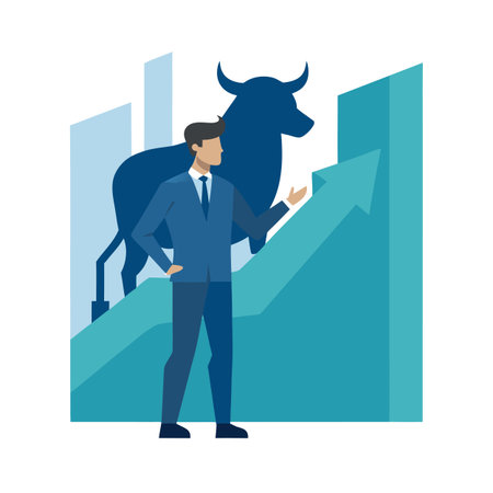 Financial Analyst with Bull Market and Growth Chart Analyzing the Positive Trendのイラスト素材