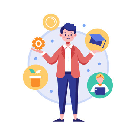 Diverse Career Paths: Flat Vector Illustration Showcasing Versatile Professional Opportunities and Skill Setsのイラスト素材