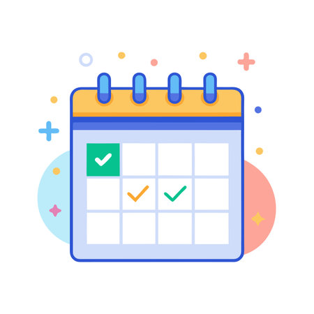 Flat Design Calendar Icon with Check Marks for Schedule, Events, and Planningのイラスト素材
