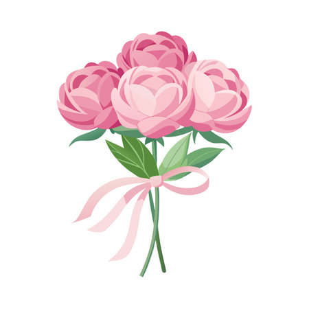 Elegant pink peony flower bouquet illustration for greeting cards and wedding invitations designのイラスト素材