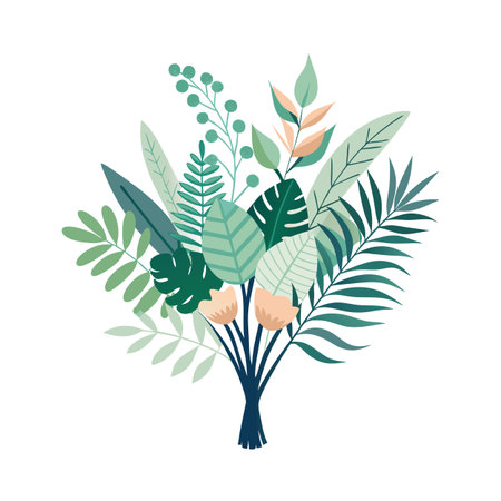 Vector illustration of a lush tropical floral bouquet against a white backgroundのイラスト素材