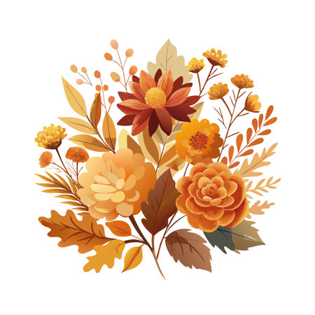 Autumn Floral Arrangement Vector Illustration with Muted Tones for Seasonal Designsのイラスト素材