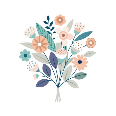 Elegant floral bouquet with muted tones in modern flat vector illustrationのイラスト素材