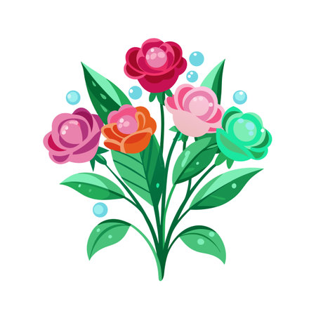 Colorful floral bouquet illustration on white background for digital design elementsのイラスト素材