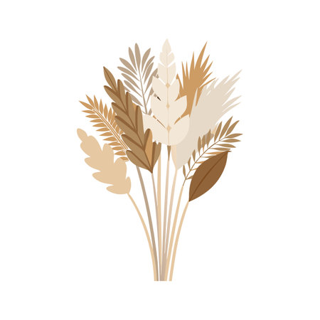 Elegant assortment of decorative dried natural reeds and pampas grass on white backgroundのイラスト素材