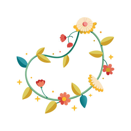 Decorative Floral Wreath with Leaves and Flowers for Greeting Cards and Invitationsのイラスト素材
