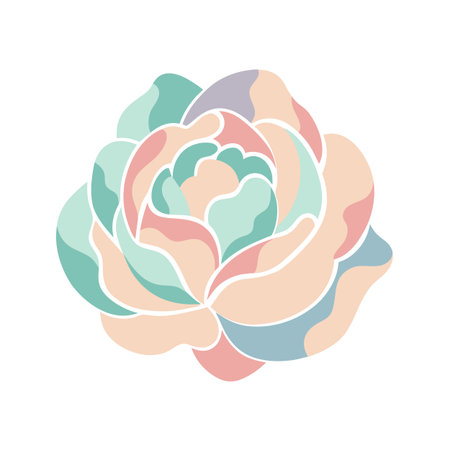 Elegant pastel floral illustration featuring a blooming rose with modern style and soft colorsのイラスト素材