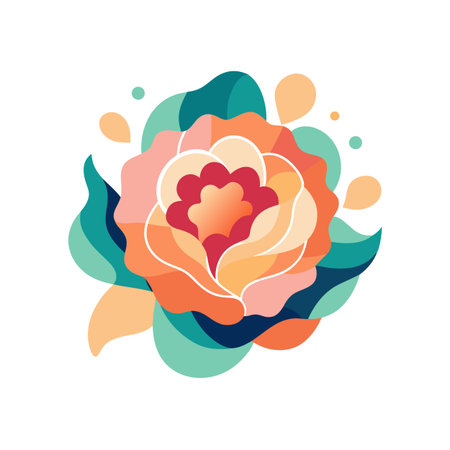 Abstract Floral Design with Warm Tones and Modern Style on White Backgroundのイラスト素材