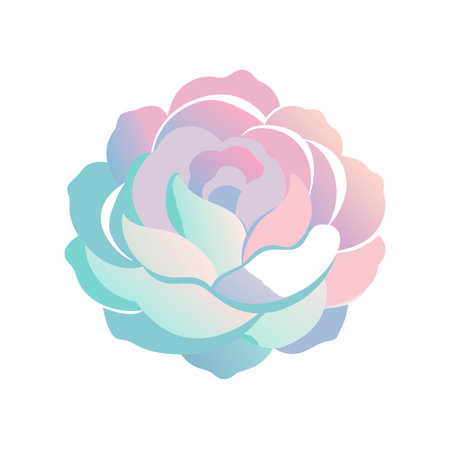 Pastel gradient rose illustration on a white background, floral design elementのイラスト素材