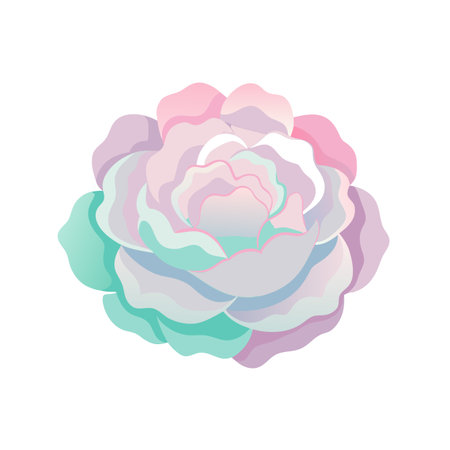 Pastel Floral Design: A flat vector illustration of a stylized rose blossom on white backgroundのイラスト素材