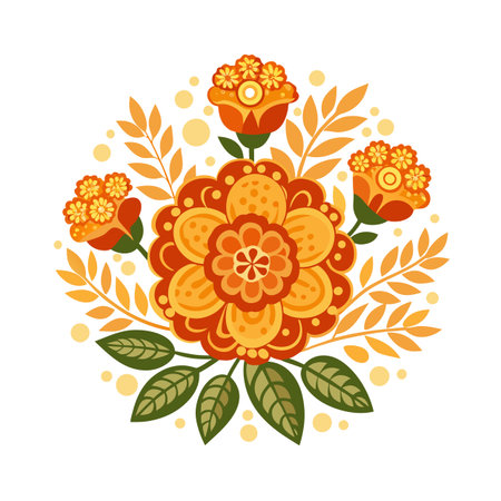 Decorative Floral Arrangement with Warm Tones for Graphic Design Projects or Backgroundsのイラスト素材