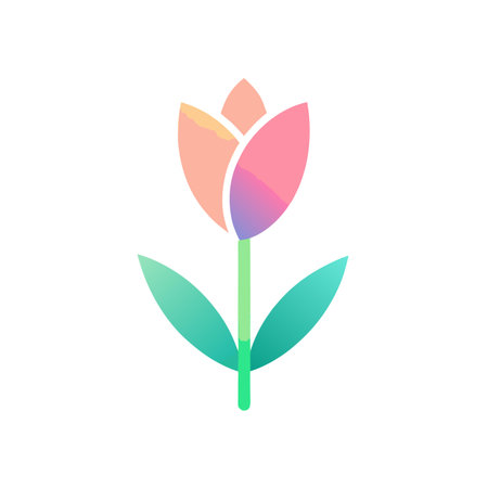 Stylized Tulip Flower Illustration with Gradient Colors on a White Background, Minimalist Vector Designのイラスト素材