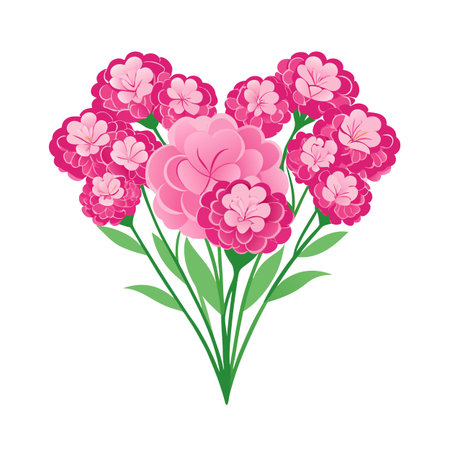 Vector illustration of a bouquet of pink flowers isolated on a white background.のイラスト素材
