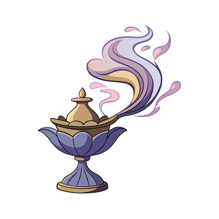 Decorative incense burner with swirling smoke, in soft pastel colors on a white backgroundのイラスト素材