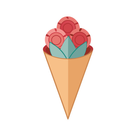 Abstract Floral Bouquet in a Cone: A Colorful Graphic Illustration for Various Purposesのイラスト素材