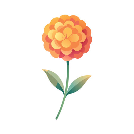 Stylized Zinnia Flower Illustration with Geometric Petals and Gradient Colors on White Backgroundのイラスト素材