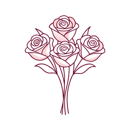 Elegant rose bouquet illustration with a minimalist design, perfect for greeting cards and invitationsのイラスト素材