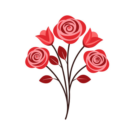 Stylized rose bouquet illustration with modern flat design, perfect for backgrounds and decorative elementsのイラスト素材