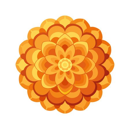 Geometric flower illustration with a color gradient and layered petal design, set on whiteのイラスト素材