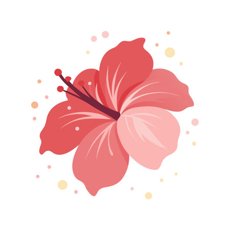Stylized hibiscus flower illustration in pink and coral tones against a white background.のイラスト素材