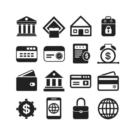 Financial and Business Icons Illustration: A Collection of Essential Symbolsのイラスト素材