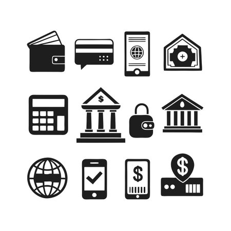 Financial Icons Set for Digital Banking and Online Payments Conceptのイラスト素材