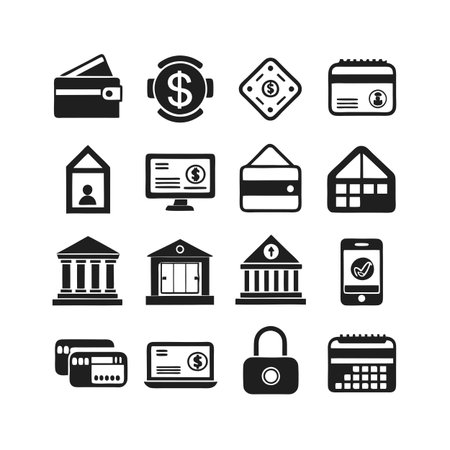 Financial and Banking Icons Set: Vector Symbols for Business, Payment and Securityのイラスト素材