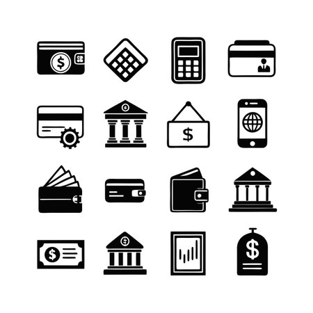 Financial icons set, banking and payments vector pictograms isolated on white backgroundのイラスト素材
