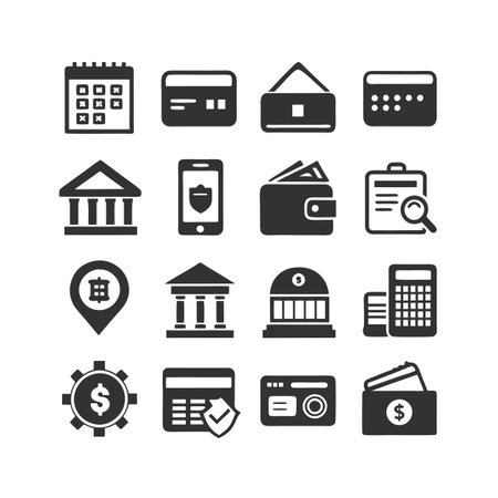 Financial and banking icon set offering a comprehensive overview of banking conceptsのイラスト素材