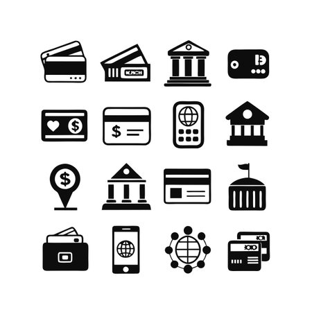 Financial Icons Set: Digital Banking, Transactions, and Online Payments Visual Collectionのイラスト素材