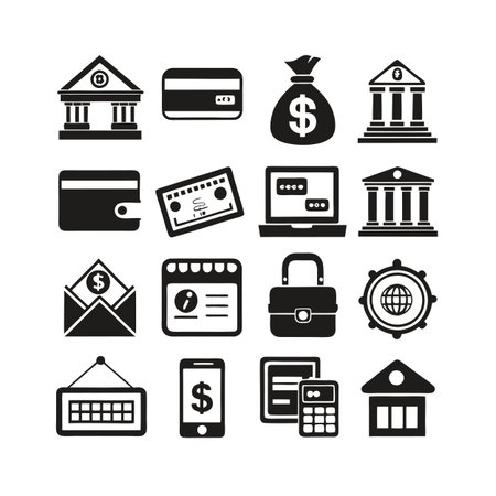 Financial Icons Set: Bank, Credit Card, Wallet and other Elementsのイラスト素材