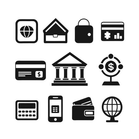 Finance and Banking Related Icons Set Isolated on White Backgroundのイラスト素材