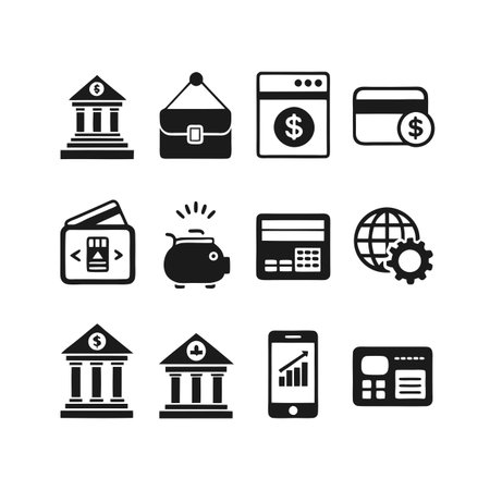 Financial Icon Collection: Diverse Symbols for Banking, Investment, and Global Financeのイラスト素材