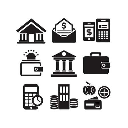 Finance Icon Set: Banking, Investment, and Money Management Vector Illustrationのイラスト素材