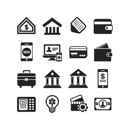 Financial and business icon set depicting banking and commerce for financial conceptのイラスト素材