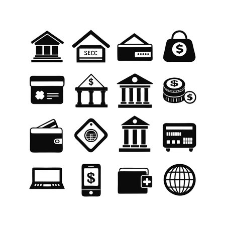 Finance and banking icons representing financial transactions and economic growthのイラスト素材