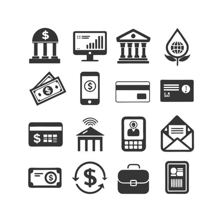 Financial Technology and Investment Icon Set: Vector Illustration of Banking and Business Conceptsのイラスト素材