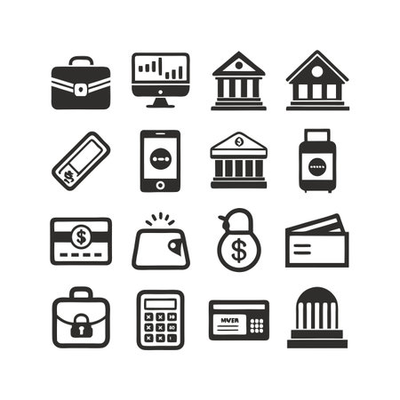 Vector Illustration of Financial Icons: Business, Banking, Investment, and Personal Financeのイラスト素材