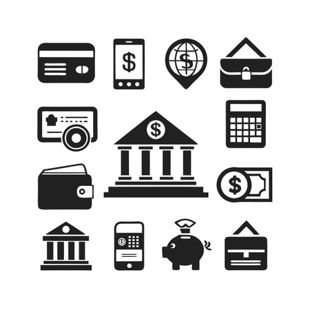 Financial Icons Set: Banking, Currency, Payment Methods and Money Management Conceptのイラスト素材