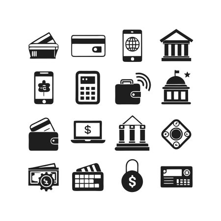 Financial Icons Collection: A Variety of Banking, Payment, and Investment Symbolsのイラスト素材