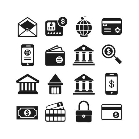 bundle of finance set icons vector illustration design black and whiteのイラスト素材