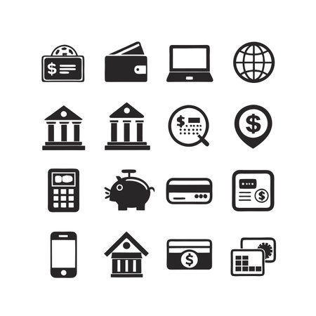 Financial Icons Set: Vector Illustration of Money, Banking, and Online Businessのイラスト素材