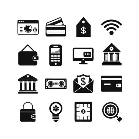 bundle of online payment set icons vector illustration design silhouette style iconのイラスト素材