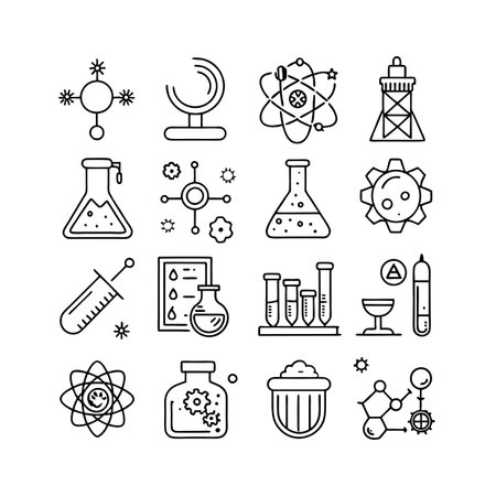 Science and Research Icon Set Collection Vector for UI Documents Websites and Mobile Applicationsのイラスト素材